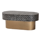 bali & pari Emery Capiz Shell Coffee Table - Mother of Pearl Oval Accent Table with Geometric Pattern and Pedestal Base for Living Room or Lounge Space